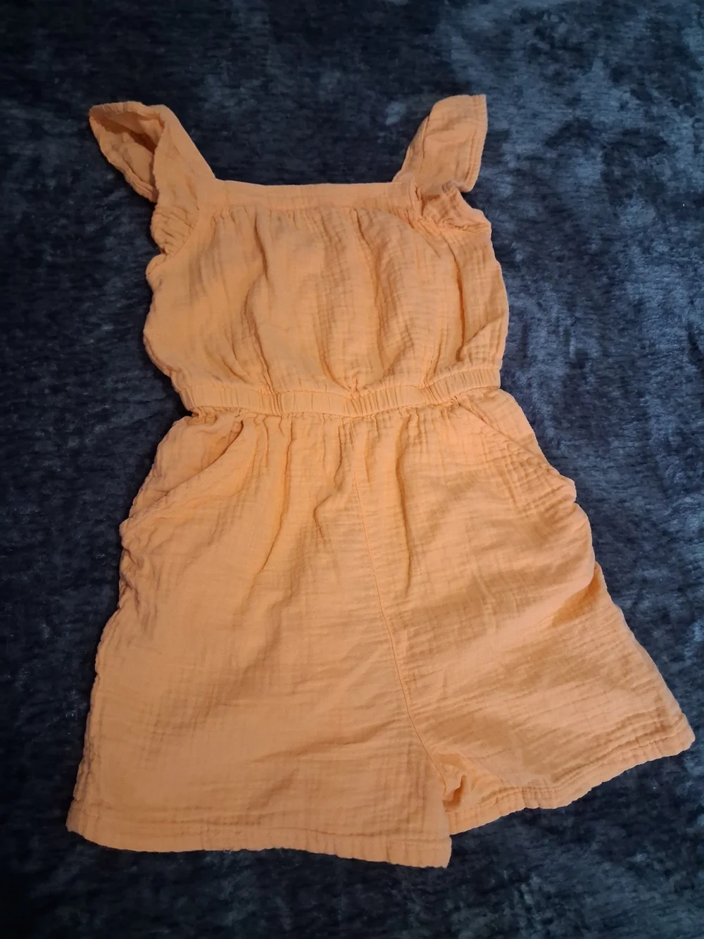 Wonder Nation Orange Shorts Sleeveless Romper Girls 7/8 100% Cotton